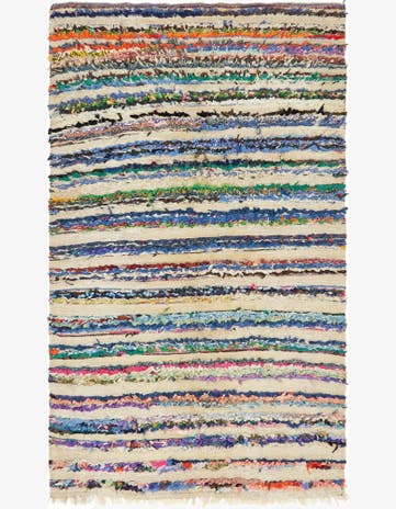 4' 5 x 7' 8 Hand Knotted Moroccan Wool Runner Rug