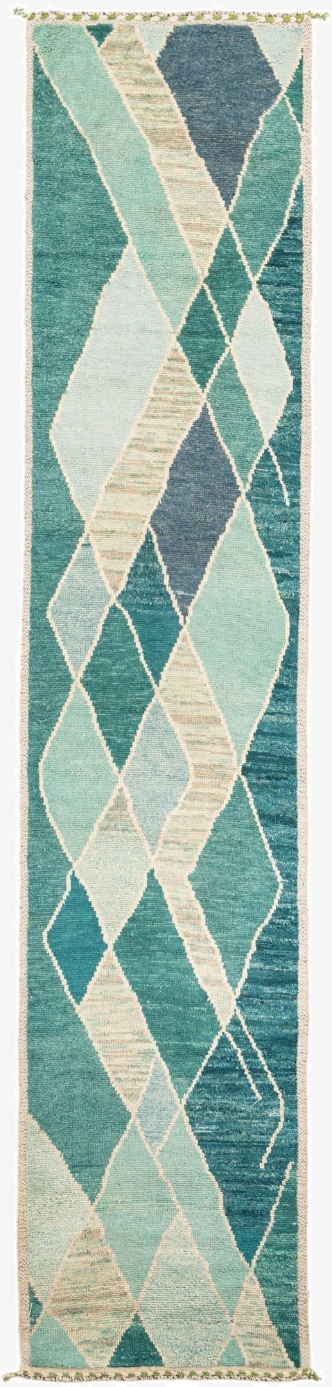 3' x 13' 9  Hand Knotted Moroccan Wool Runner Rug