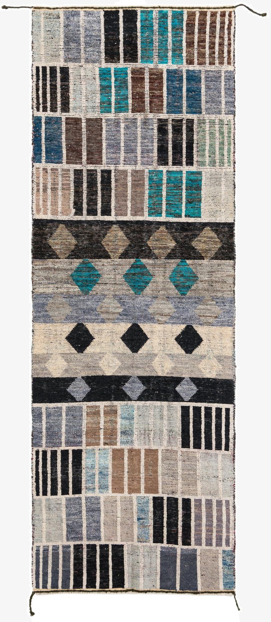 4' 1 x 11' 10  Hand Knotted Moroccan Wool Runner Rug
