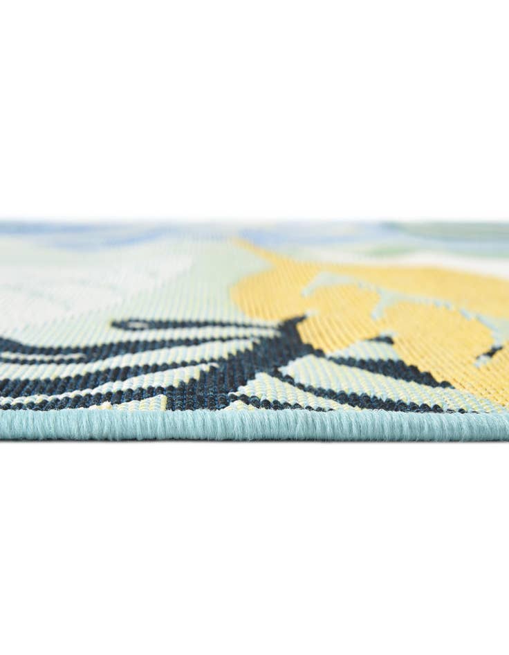 Detail image of 2' 7 x 5' 3  Washable Botanical Indoor / Outdoor Runner Rug