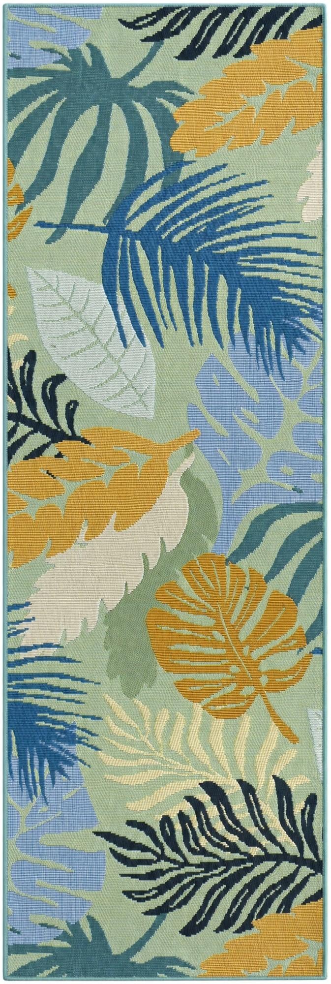 2' x 6' Easy-Clean Botanical Indoor / Outdoor Runner Rug