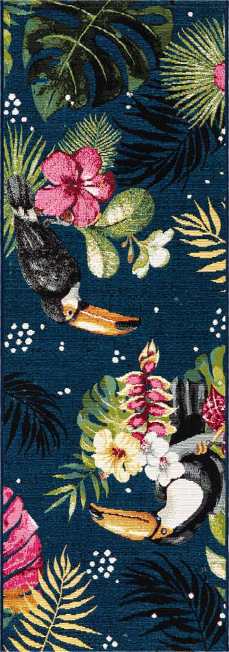 Detail image of 2' x 6' Easy-Clean Botanical Indoor / Outdoor Runner Rug