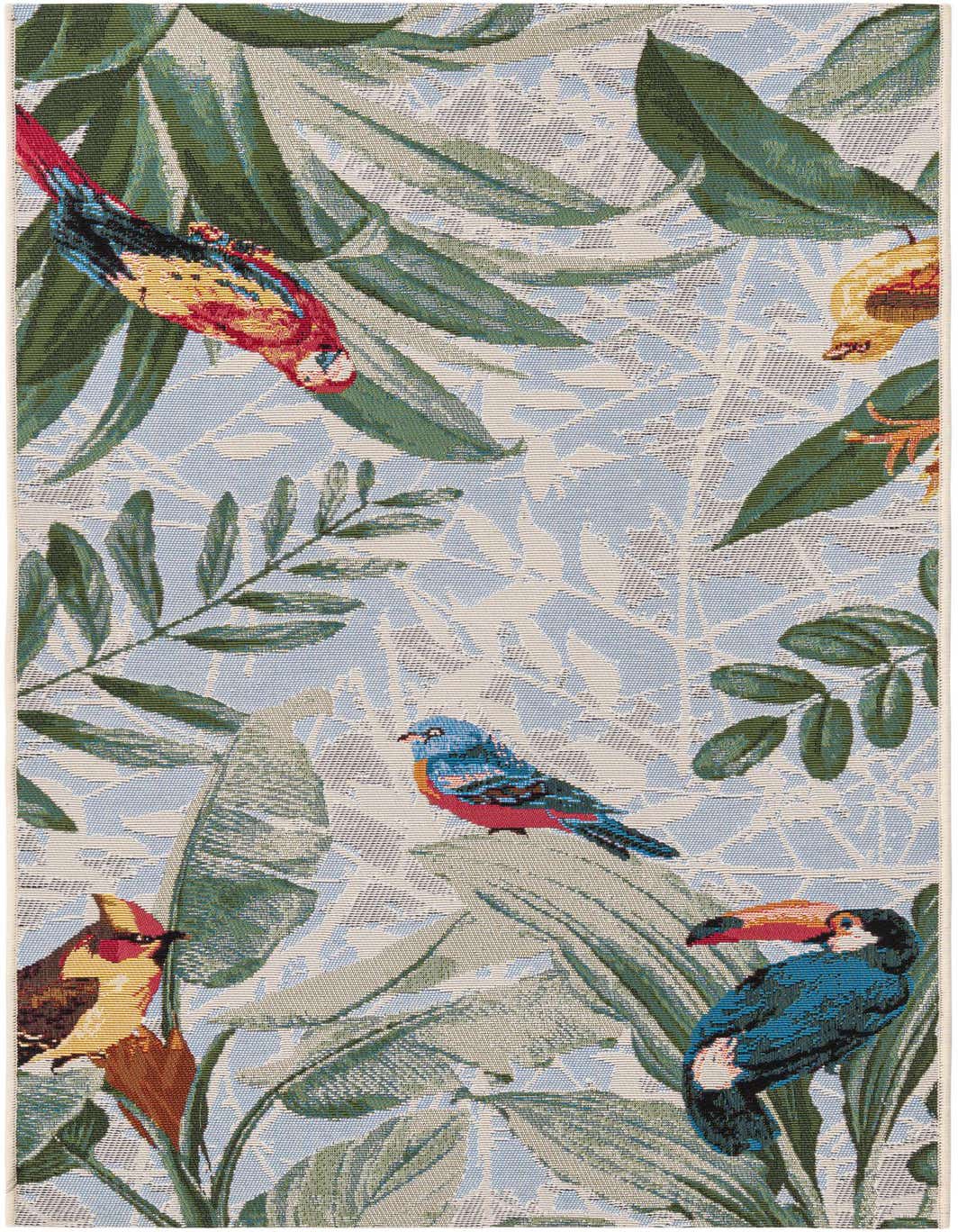 2' 7 x 5' 3 Easy-Clean Botanical Indoor / Outdoor Runner Rug