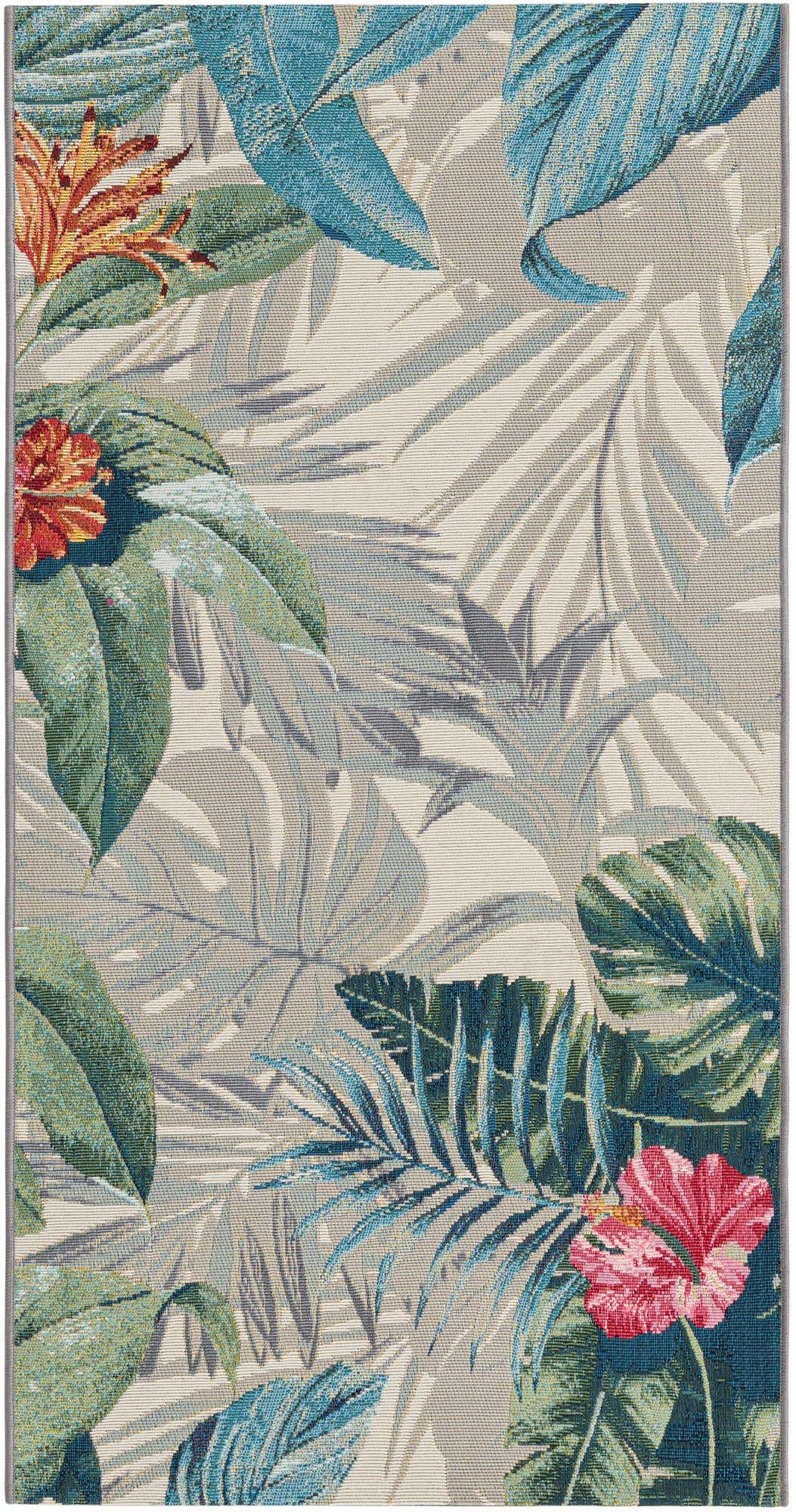 2' 7 x 5' 3 Easy-Clean Botanical Indoor / Outdoor Runner Rug