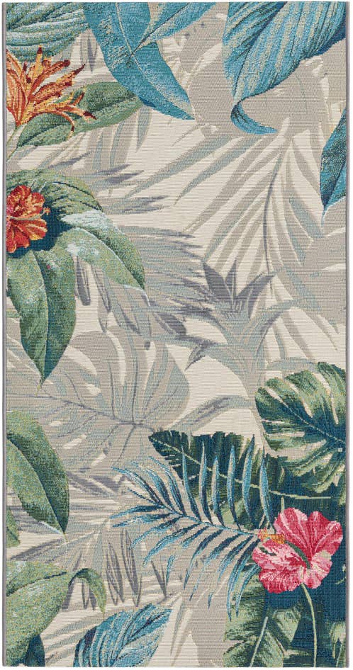 Detail image of 2' 7 x 5' 3 Easy-Clean Botanical Indoor / Outdoor Runner Rug