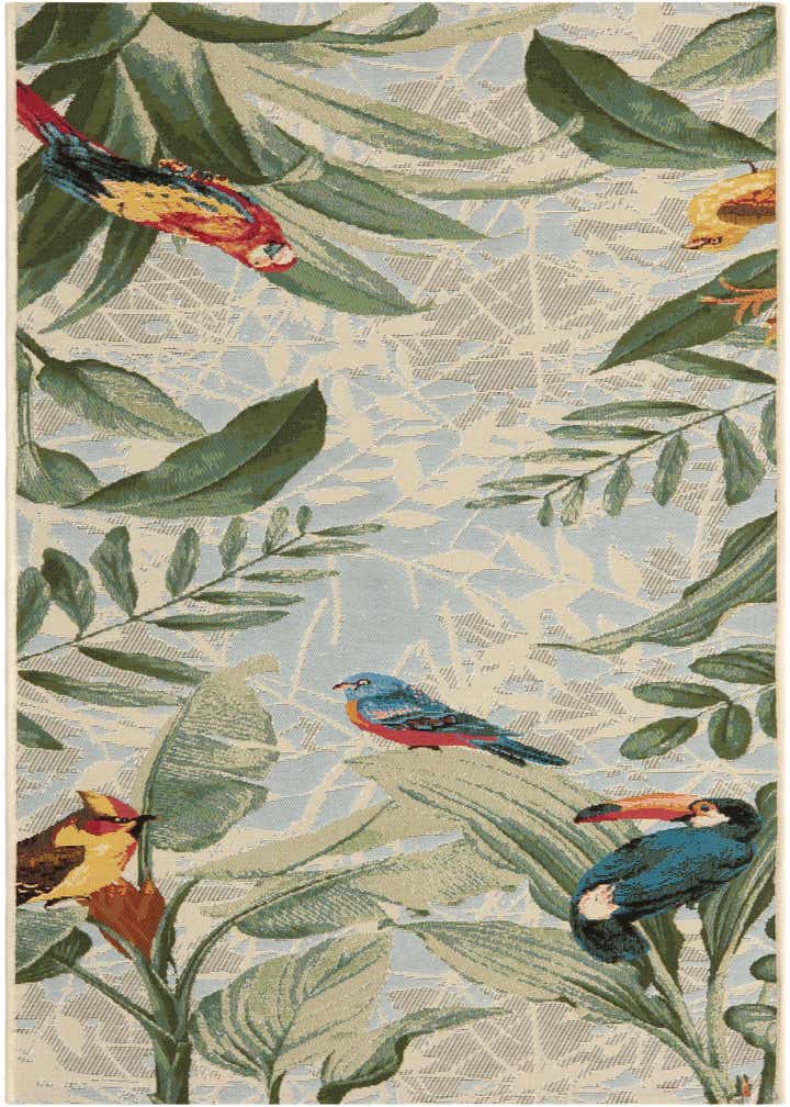 2' 7 x 7' Easy-Clean Botanical Indoor / Outdoor Runner Rug