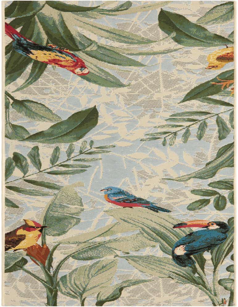 2' 7 x 7' Easy-Clean Botanical Indoor / Outdoor Runner Rug