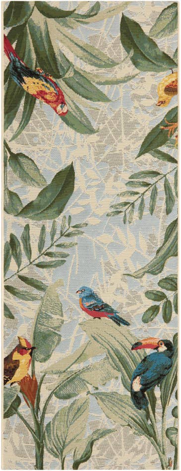 Detail image of 2' 7 x 7' Easy-Clean Botanical Indoor / Outdoor Runner Rug