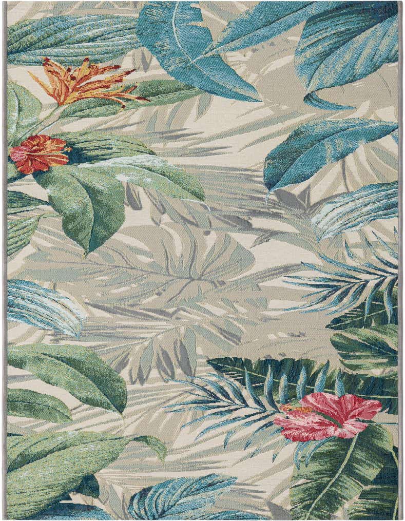 2' 7 x 7' Easy-Clean Botanical Indoor / Outdoor Runner Rug