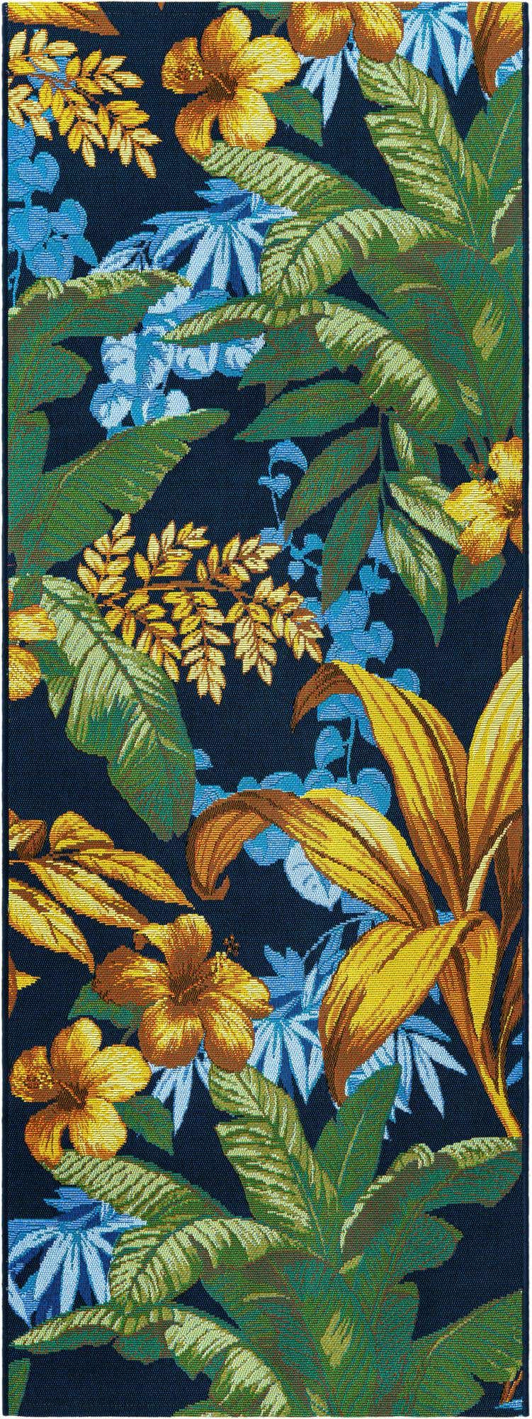 2' 7 x 7' Easy-Clean Botanical Indoor / Outdoor Runner Rug