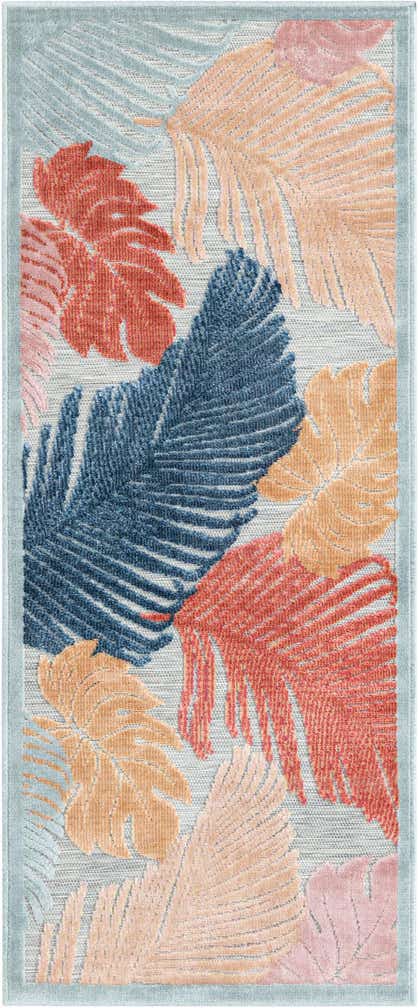2' 2 x 5' 3 Easy-Clean Botanical Indoor / Outdoor Runner Rug