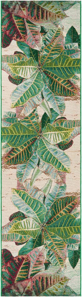 Detail image of 2' 7 x 10' Easy-Clean Botanical Indoor / Outdoor Runner Rug