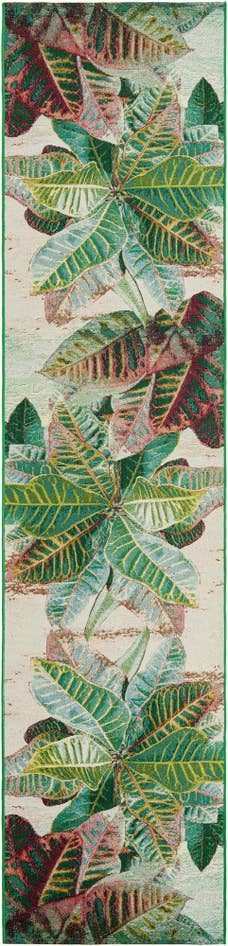 Detail image of 2' 7 x 12' Easy-Clean Botanical Indoor / Outdoor Runner Rug