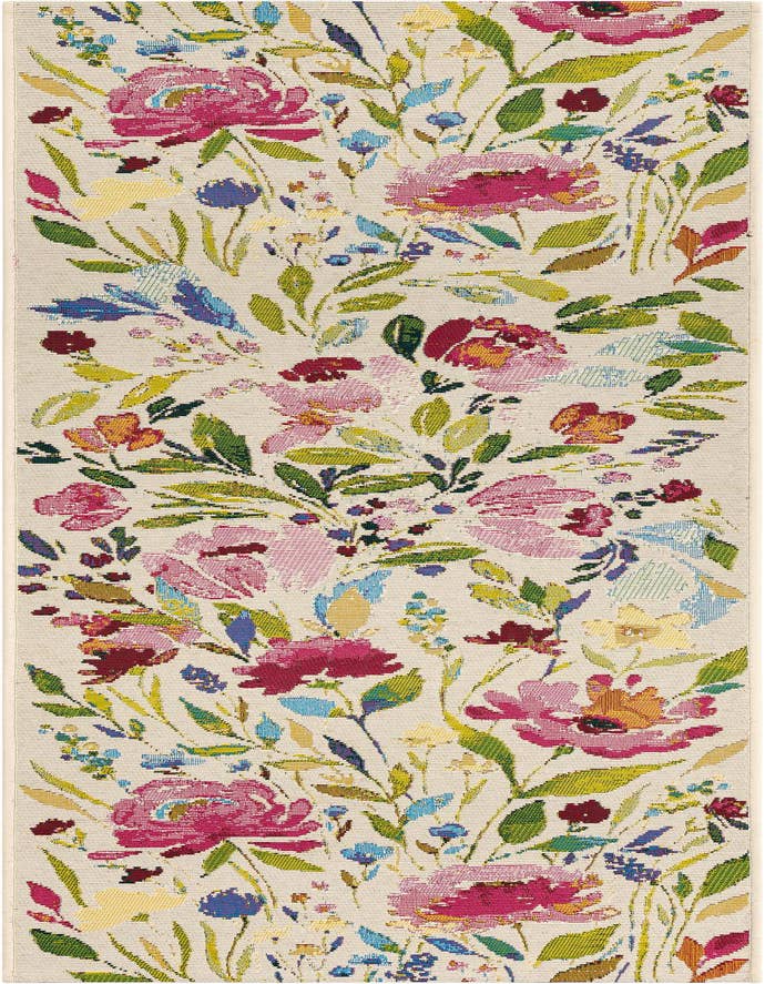 Detail image of 2' x 6' Easy-Clean Botanical Indoor / Outdoor Runner Rug