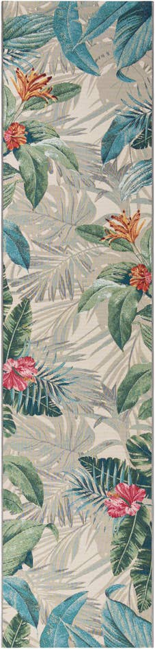 Detail image of 2' 7 x 12' Easy-Clean Botanical Indoor / Outdoor Runner Rug