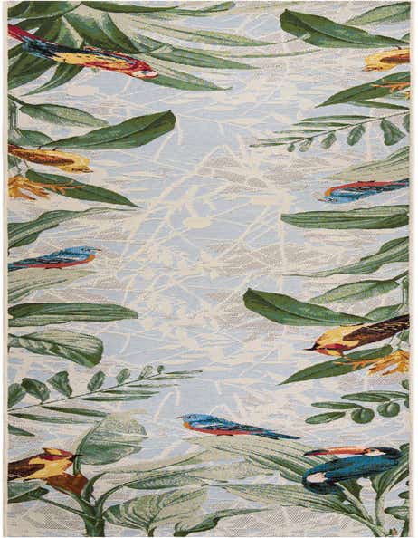2' 7 x 12' Easy-Clean Botanical Indoor / Outdoor Runner Rug