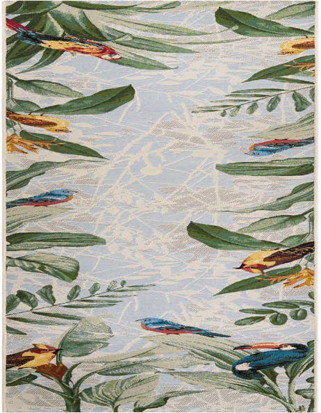 Detail image of 2' 7 x 12' Easy-Clean Botanical Indoor / Outdoor Runner Rug