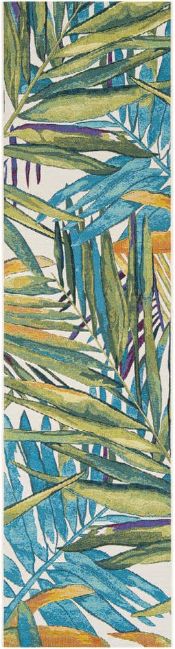 Detail image of 2' 7 x 10' Easy-Clean Botanical Indoor / Outdoor Runner Rug