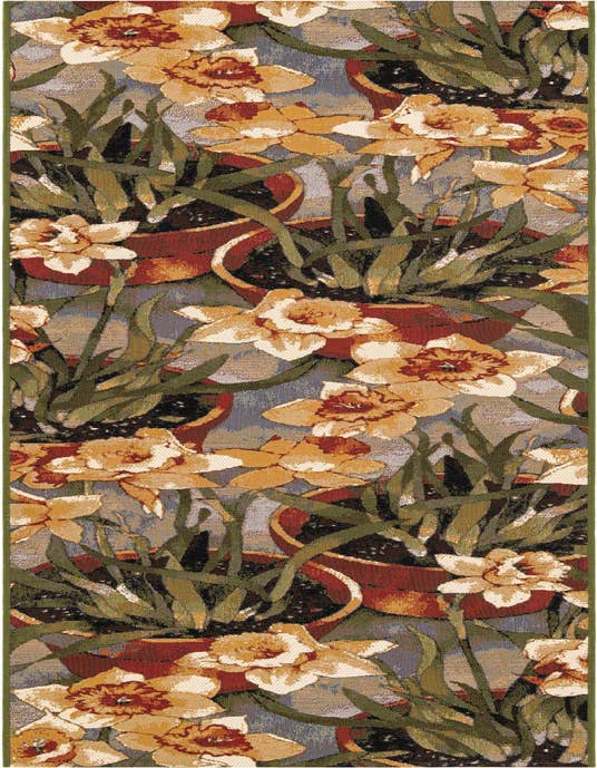 Detail image of 2' 7 x 10' Easy-Clean Botanical Indoor / Outdoor Runner Rug
