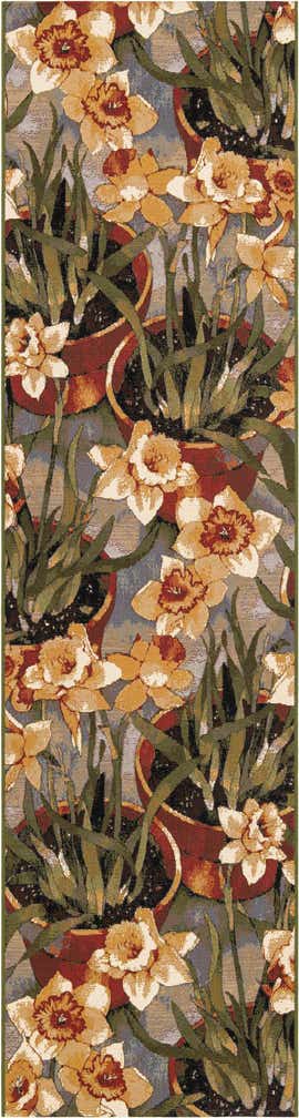 2' 7 x 10' Easy-Clean Botanical Indoor / Outdoor Runner Rug