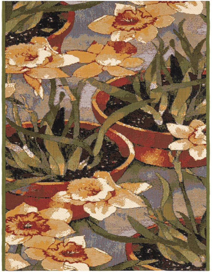 Detail image of 2' x 5' Easy-Clean Botanical Indoor / Outdoor Runner Rug