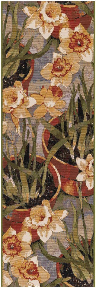 Detail image of 2' x 6' Easy-Clean Botanical Indoor / Outdoor Runner Rug