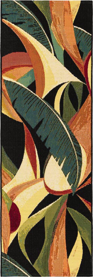 Detail image of 2' x 6' Easy-Clean Botanical Indoor / Outdoor Runner Rug