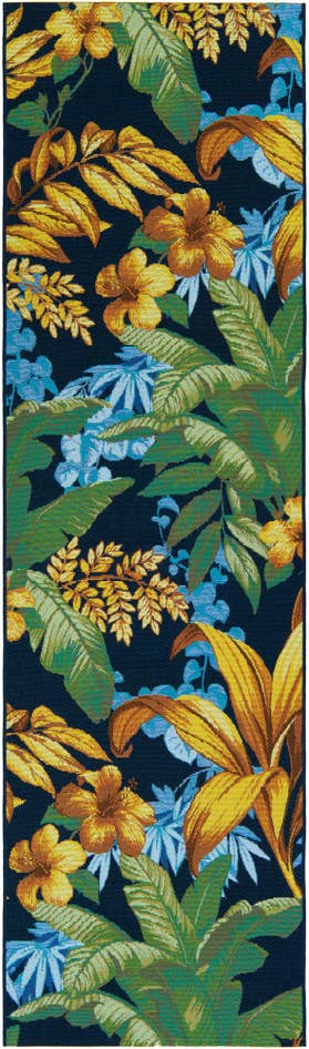 Detail image of 2' 7 x 9' Easy-Clean Botanical Indoor / Outdoor Runner Rug