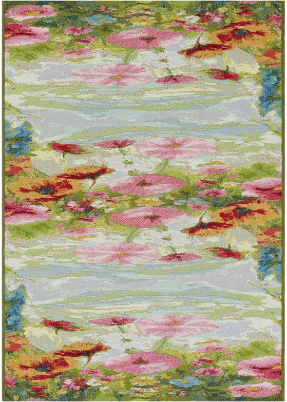 2' 7 x 10' Easy-Clean Botanical Indoor / Outdoor Runner Rug