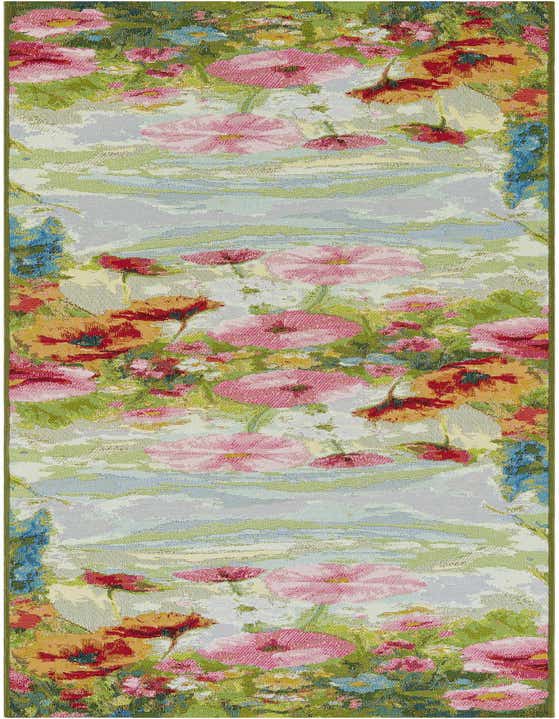 2' 7 x 10' Easy-Clean Botanical Indoor / Outdoor Runner Rug