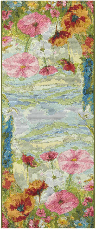 Detail image of 2' x 5' Easy-Clean Botanical Indoor / Outdoor Runner Rug