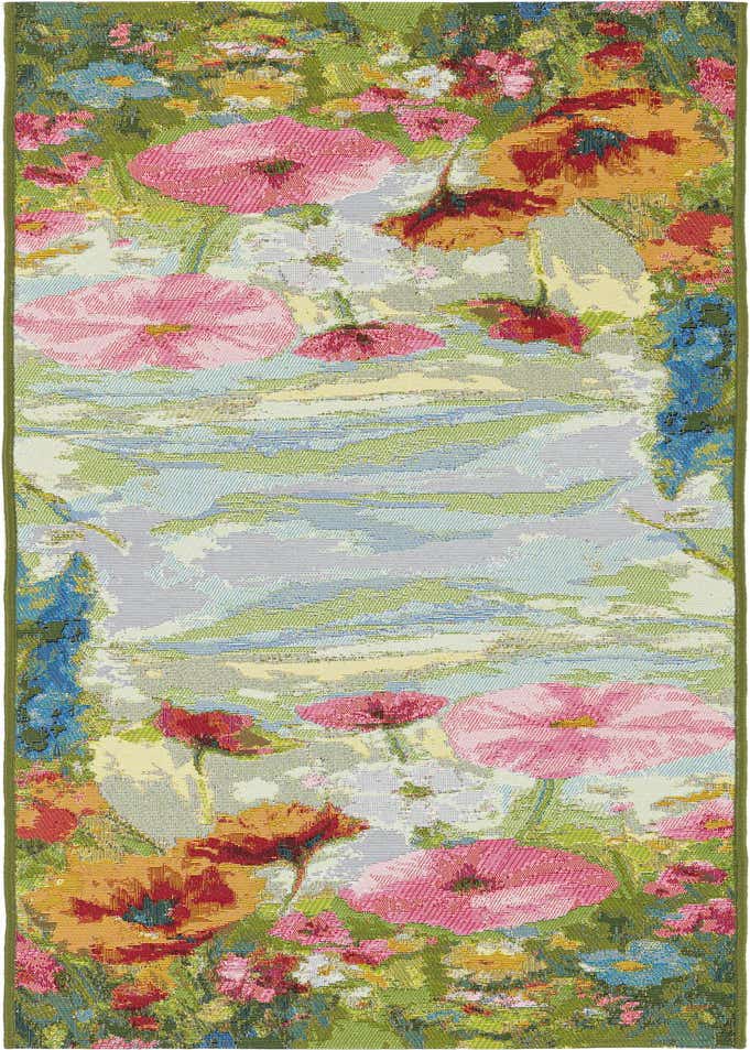 2' x 6' Easy-Clean Botanical Indoor / Outdoor Runner Rug