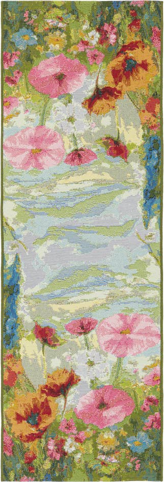 Detail image of 2' x 6' Easy-Clean Botanical Indoor / Outdoor Runner Rug