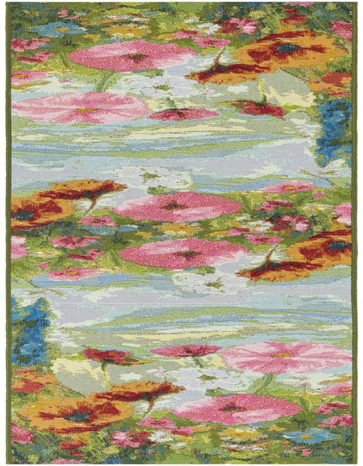Detail image of 2' x 8' Easy-Clean Botanical Indoor / Outdoor Runner Rug
