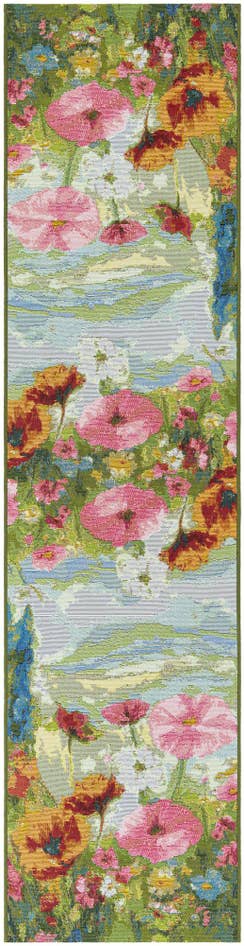Detail image of 2' x 8' Easy-Clean Botanical Indoor / Outdoor Runner Rug
