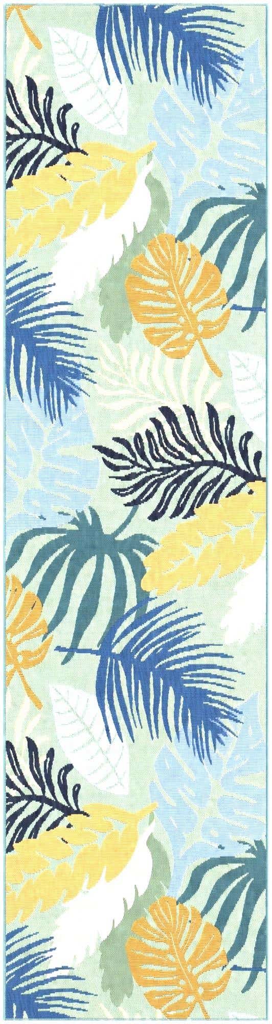 2' 7 x 10' Easy-Clean Botanical Indoor / Outdoor Runner Rug