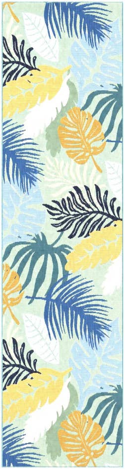 Detail image of 2' 7 x 10' Easy-Clean Botanical Indoor / Outdoor Runner Rug