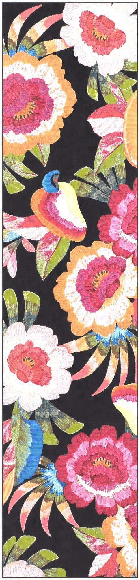 2' 7 x 11' Easy-Clean Botanical Indoor / Outdoor Runner Rug