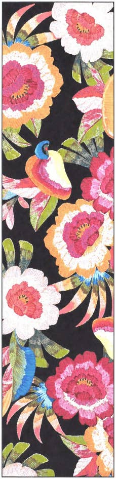 Detail image of 2' 7 x 11' Easy-Clean Botanical Indoor / Outdoor Runner Rug