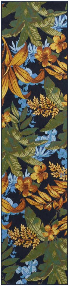 Detail image of 2' 7 x 11' Easy-Clean Botanical Indoor / Outdoor Runner Rug