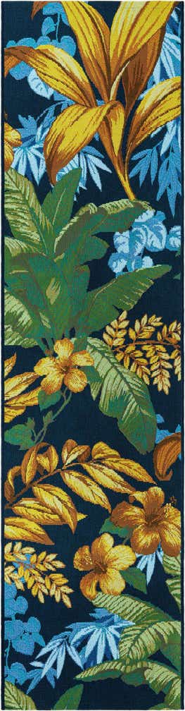 2' 7 x 7' 10 Easy-Clean Botanical Indoor / Outdoor Runner Rug
