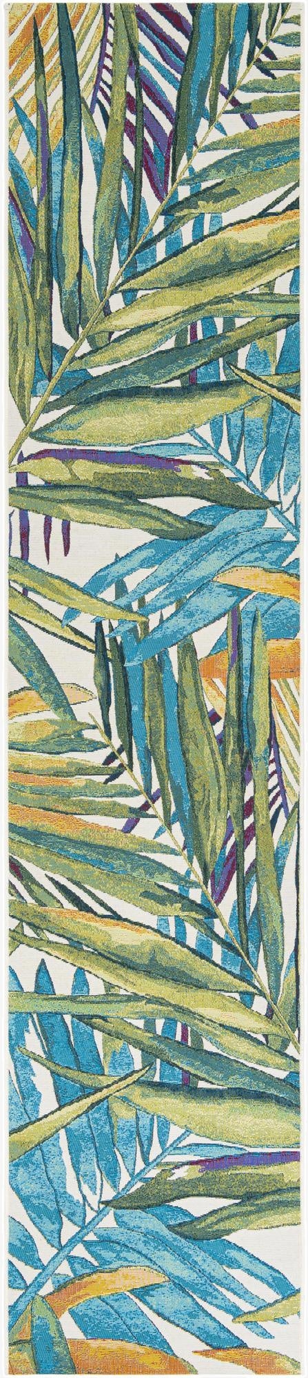 2' 7 x 12'  Washable Botanical Indoor / Outdoor Runner Rug