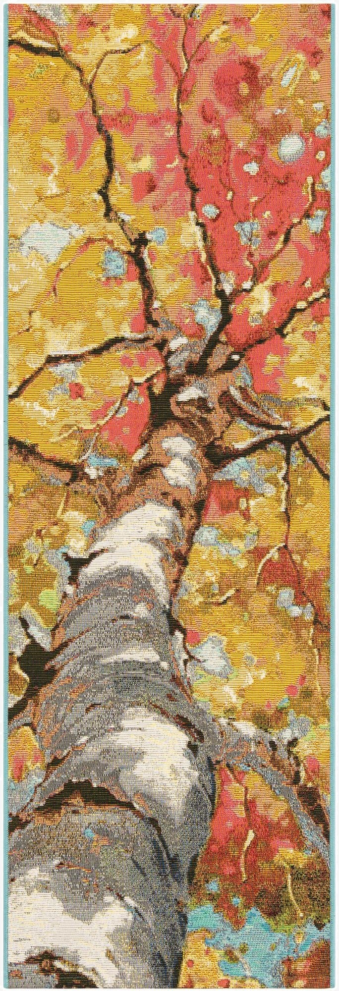 2' x 6' 1  Washable Botanical Indoor / Outdoor Runner Rug