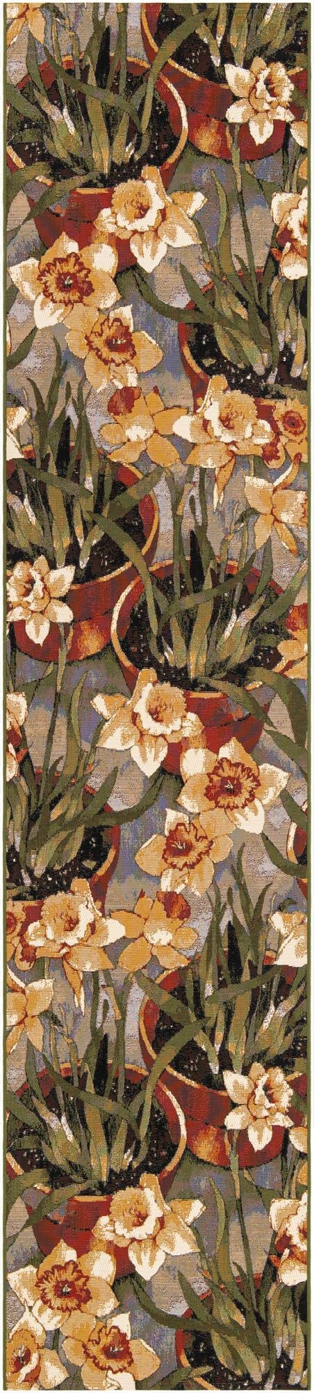 2' 7 x 12'  Washable Botanical Indoor / Outdoor Runner Rug