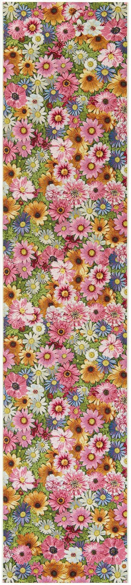 2' 7 x 12'  Washable Botanical Indoor / Outdoor Runner Rug