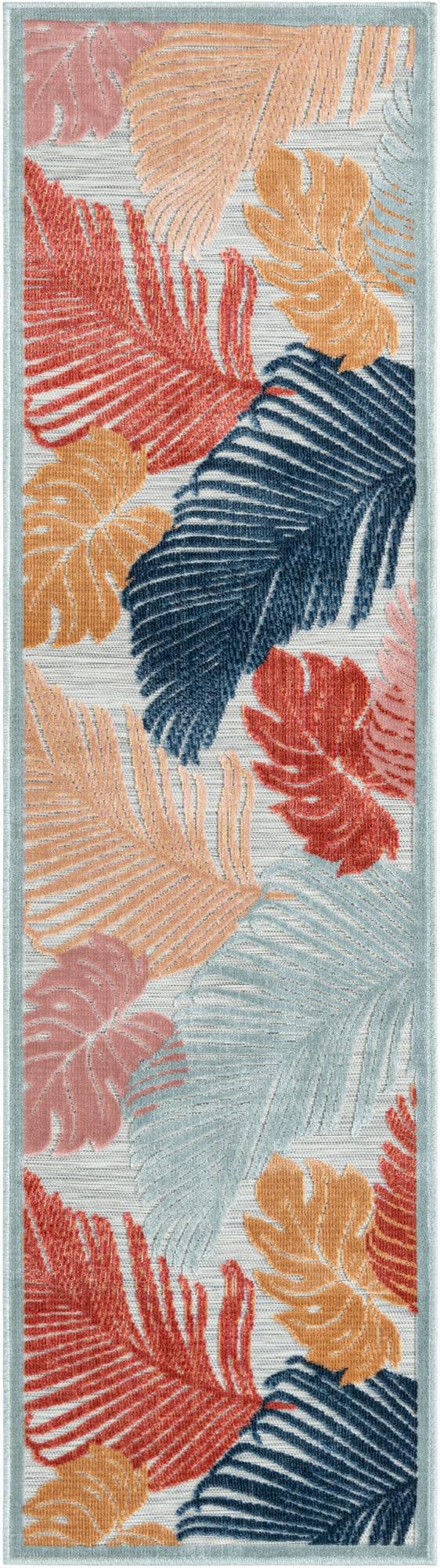 2' 2 x 8'  Washable Botanical Indoor / Outdoor Runner Rug