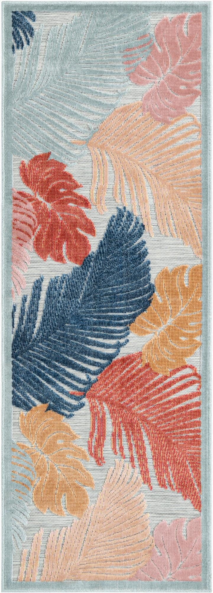 Primary image 2' 2 x 6'  Washable Botanical Indoor / Outdoor Runner Rug