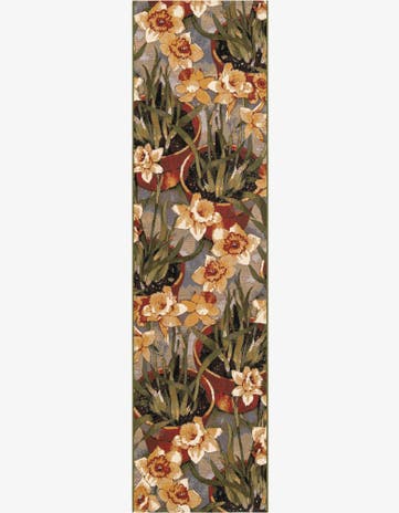 Easy-Clean Botanical Indoor / Outdoor Runner Rug