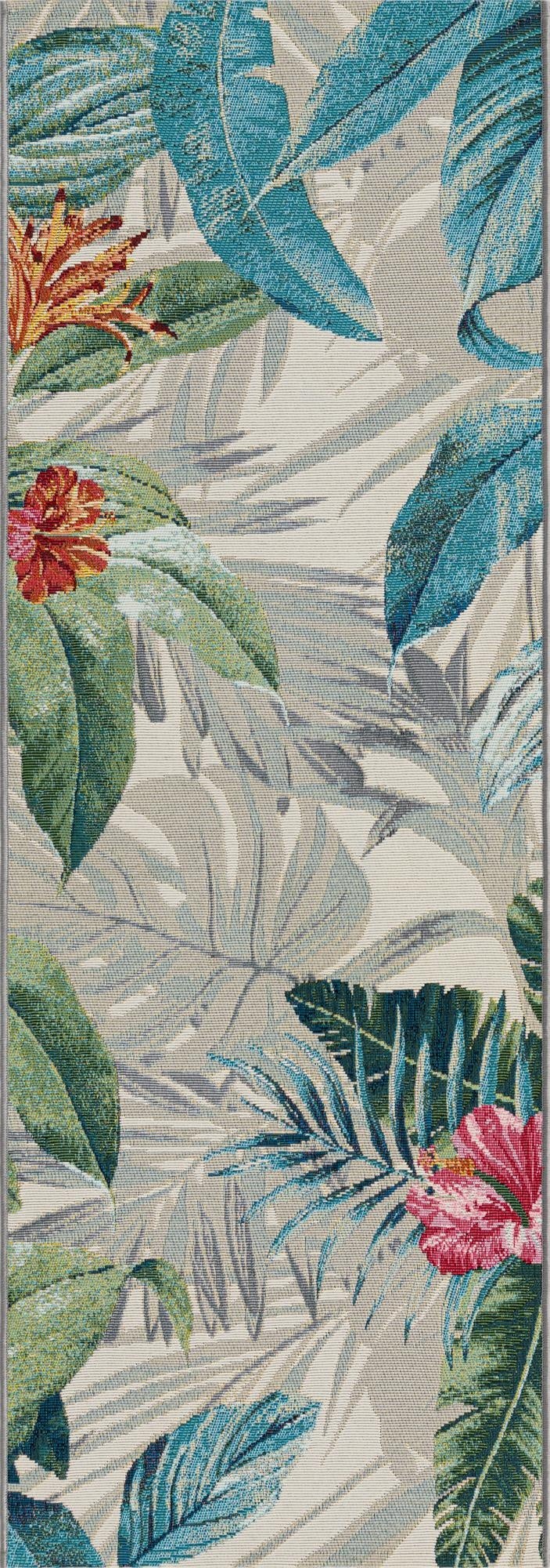 Primary image 2' x 6'  Washable Botanical Indoor / Outdoor Runner Rug