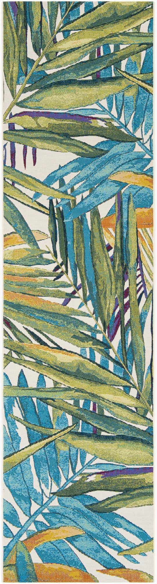 2' 7 x 10'  Washable Botanical Indoor / Outdoor Runner Rug